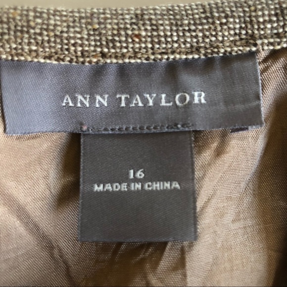 Ann Taylor Virgin Wool Blend Brown Tweed A-Line Flounce Hem Size 16 - Picture 7 of 14